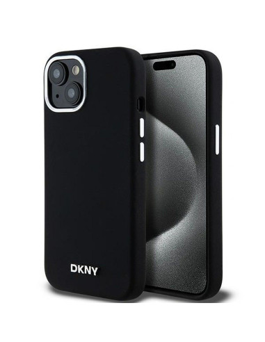 Coque DKNY pour IPHONE 15 Plus compatible avec MagSafe DKHMP15MSMCHLK (DKNY HC MagSafe Silicone W/Horizontal Metal Logo) noir
