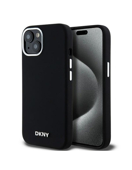 Coque DKNY pour IPHONE 15 Plus compatible avec MagSafe DKHMP15MSMCHLK (DKNY HC MagSafe Silicone W/Horizontal Metal Logo) noir