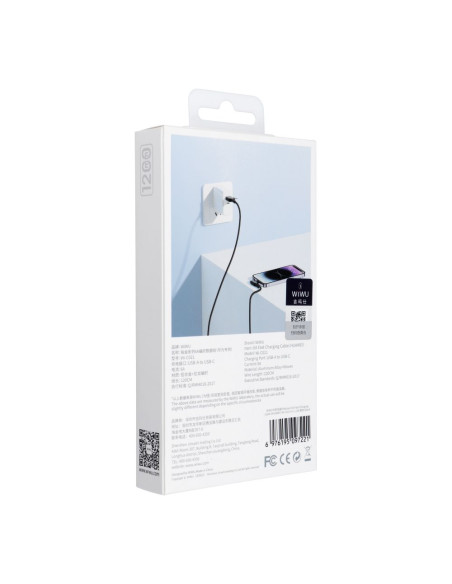 WiWU - Platinum Series USB cable Wi-C021 USB A vers USB C 6A (dédié aux téléphones Huawei) 1.2m - noir