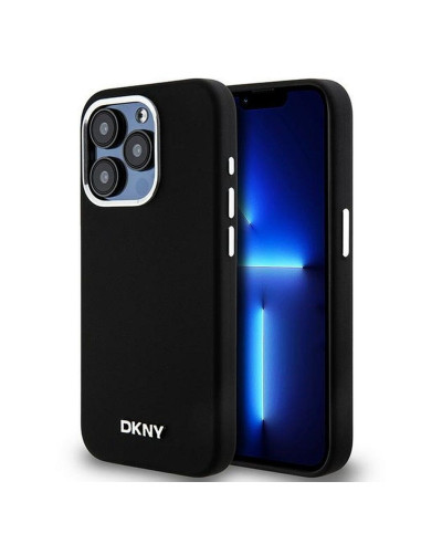 Coque DKNY pour IPHONE 15 Pro compatible avec MagSafe DKHMP15LSMCHLK (DKNY HC MagSafe Silicone W/Horizontal Metal Logo) noir