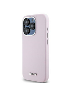 DKNY étui pour IPHONE 14 Pro compatible avec MagSafe DKHMP14LSMCHLP (DKNY HC MagSafe Silicone W/Horizontal Metal Logo) rose 2