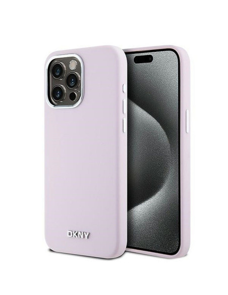Coque DKNY pour IPHONE 14 Pro Max compatible avec MagSafe DKHMP14XSMCHLP (DKNY HC MagSafe Silicone W/Horizontal Metal Logo) rose