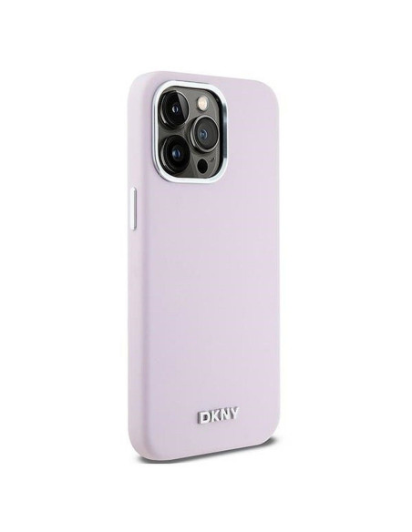 Coque DKNY pour IPHONE 14 Pro Max compatible avec MagSafe DKHMP14XSMCHLP (DKNY HC MagSafe Silicone W/Horizontal Metal Logo) rose
