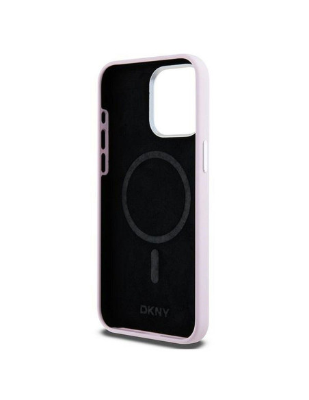 Coque DKNY pour IPHONE 14 Pro Max compatible avec MagSafe DKHMP14XSMCHLP (DKNY HC MagSafe Silicone W/Horizontal Metal Logo) rose