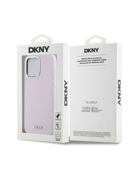 Coque DKNY pour IPHONE 14 Pro Max compatible avec MagSafe DKHMP14XSMCHLP (DKNY HC MagSafe Silicone W/Horizontal Metal Logo) rose