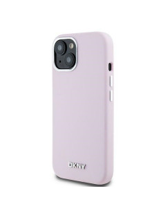 Coque DKNY pour IPHONE 15 compatible avec MagSafe DKHMP15SSMCHLP (DKNY HC MagSafe Silicone W/Horizontal Metal Logo) rose 2