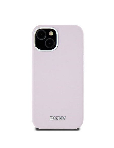 Coque DKNY pour IPHONE 15 compatible avec MagSafe DKHMP15SSMCHLP (DKNY HC MagSafe Silicone W/Horizontal Metal Logo) rose