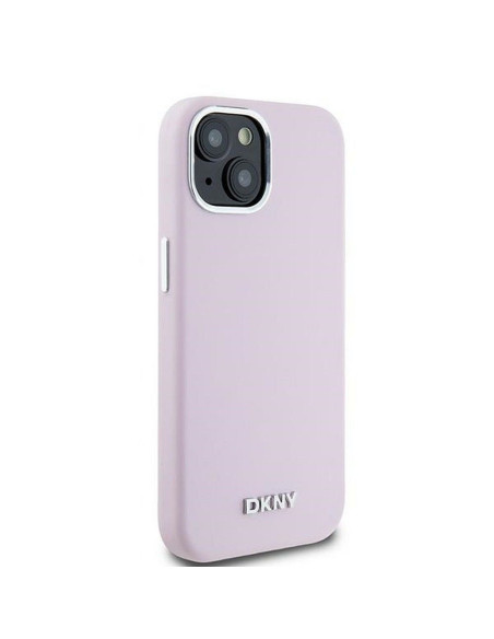 DKNY case for IPHONE 15 Plus compatible with MagSafe DKHMP15MSMCHLP (DKNY HC MagSafe Silicone W/Horizontal Metal Logo) pink