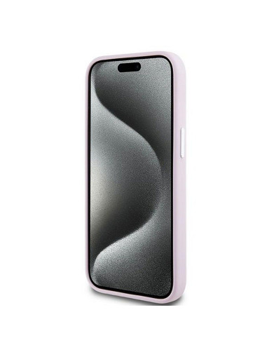 DKNY case for IPHONE 15 Plus compatible with MagSafe DKHMP15MSMCHLP (DKNY HC MagSafe Silicone W/Horizontal Metal Logo) pink
