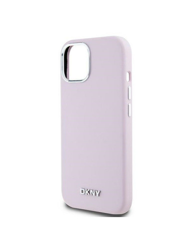 DKNY case for IPHONE 15 Plus compatible with MagSafe DKHMP15MSMCHLP (DKNY HC MagSafe Silicone W/Horizontal Metal Logo) pink