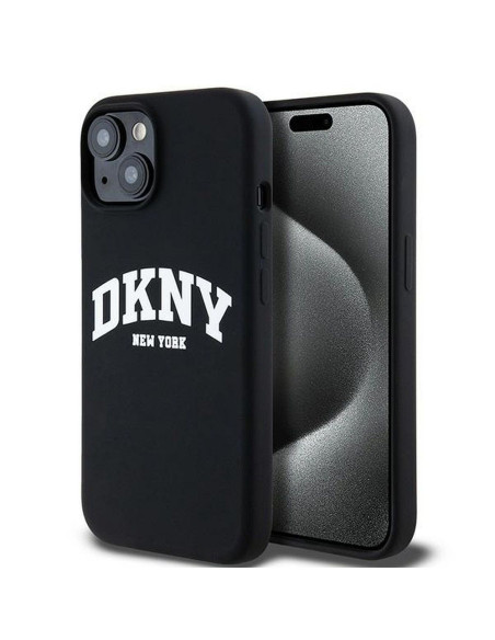 Coque DKNY pour IPHONE 15 compatible avec MagSafe DKHMP15SSNYACH (DKNY HC MagSafe Silicone W/White Arch Logo) noir