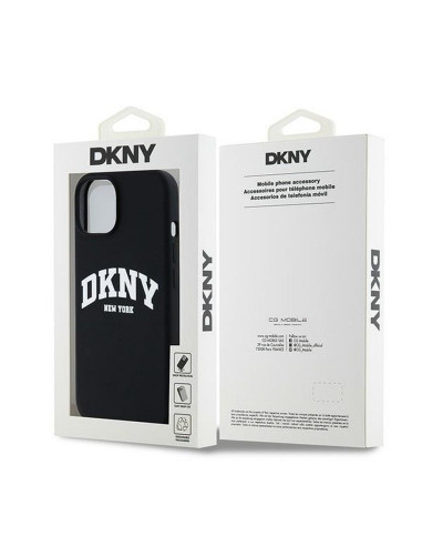 Coque DKNY pour IPHONE 15 compatible avec MagSafe DKHMP15SSNYACH (DKNY HC MagSafe Silicone W/White Arch Logo) noir
