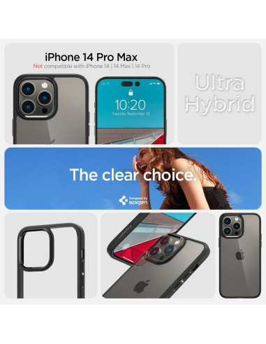 SPIGEN Ultra Hybrid Coque pour IPHONE 14 PRO MAX noir mat