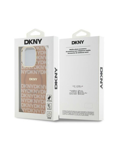 Coque DKNY pour IPHONE 13 Pro Max compatible avec MagSafe DKHMP13XHRHSEP (DKNY HC MagSafe PC TPU Repeat Texture Pattern W/ Strip