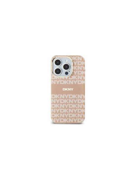 Coque DKNY pour IPHONE 14 compatible avec MagSafe DKHMP14SHRHSEP (DKNY HC MagSafe PC TPU Repeat Texture Pattern W/ Stripe) rose