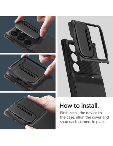 Coque SPIGEN Optik Armor pour SAMSUNG S23 ULTRA noir