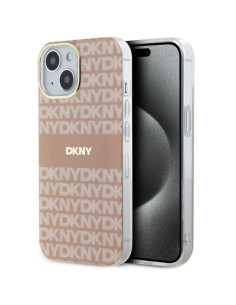 Coque DKNY pour IPHONE 15 Plus compatible avec MagSafe DKHMP15MHRHSEP (DKNY HC MagSafe PC TPU Repeat Texture Pattern W/ Stripe) 