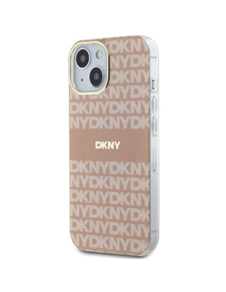 Coque DKNY pour IPHONE 15 Plus compatible avec MagSafe DKHMP15MHRHSEP (DKNY HC MagSafe PC TPU Repeat Texture Pattern W/ Stripe) 