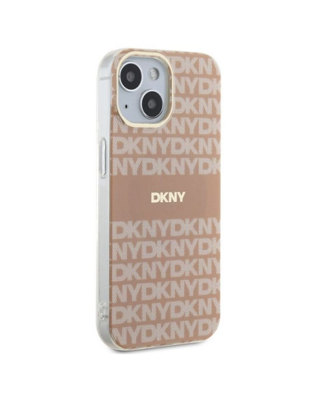 Coque DKNY pour IPHONE 15 Plus compatible avec MagSafe DKHMP15MHRHSEP (DKNY HC MagSafe PC TPU Repeat Texture Pattern W/ Stripe) 