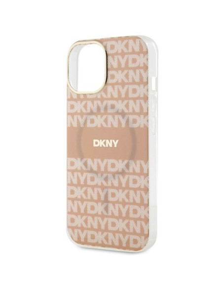 Coque DKNY pour IPHONE 15 Plus compatible avec MagSafe DKHMP15MHRHSEP (DKNY HC MagSafe PC TPU Repeat Texture Pattern W/ Stripe) 