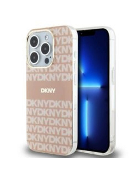 Coque DKNY pour IPHONE 15 Pro compatible avec MagSafe DKHMP15LHRHSEP (DKNY HC MagSafe PC TPU Repeat Texture Pattern W/ Stripe) r