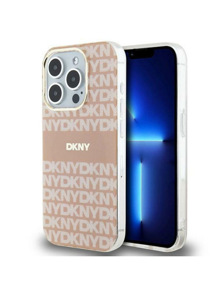 Coque DKNY pour IPHONE 15 Pro Max compatible avec MagSafe DKHMP15XHRHSEP (DKNY HC MagSafe PC TPU Repeat Texture Pattern W/ Strip