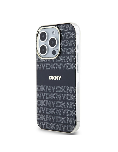 Coque pour IPHONE 13 Pro compatible avec MagSafe DKHMP13LHRHSEK (DKNY HC MagSafe PC TPU Repeat Texture Pattern W/ Stripe) noir