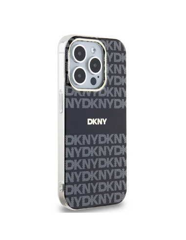Coque pour IPHONE 13 Pro compatible avec MagSafe DKHMP13LHRHSEK (DKNY HC MagSafe PC TPU Repeat Texture Pattern W/ Stripe) noir