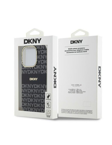 Coque pour IPHONE 13 Pro compatible avec MagSafe DKHMP13LHRHSEK (DKNY HC MagSafe PC TPU Repeat Texture Pattern W/ Stripe) noir