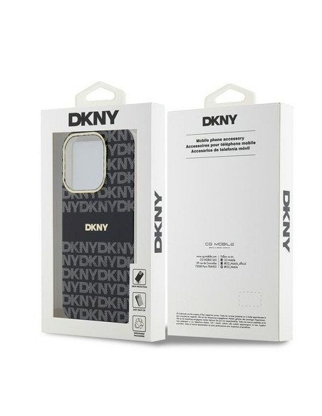 Coque DKNY pour IPHONE 13 Pro Max compatible avec MagSafe DKHMP13XHRHSEK (DKNY HC MagSafe PC TPU Repeat Texture Pattern W/ Strip