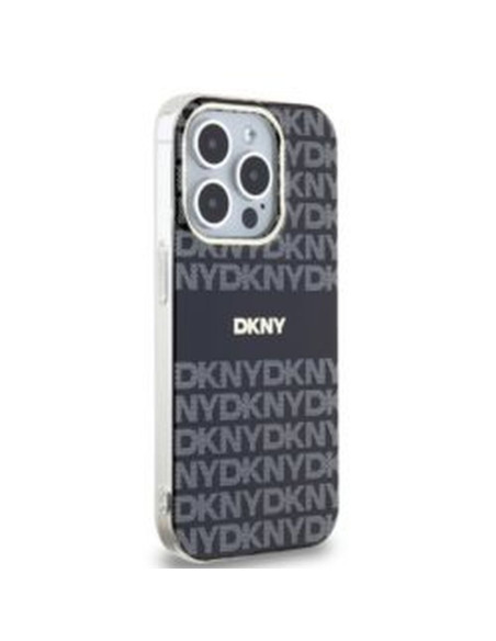 Coque pour IPHONE 14 Pro compatible avec MagSafe DKHMP14LHRHSEK (DKNY HC MagSafe PC TPU Repeat Texture Pattern W/ Stripe) noir