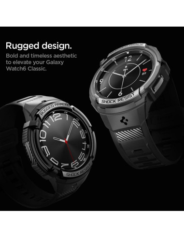 SPIGEN Rugged Armor "PRO" Coque pour SAMSUNG Galaxy Watch 6 Classic (43 MM) noir mat