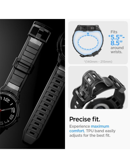 SPIGEN Rugged Armor "PRO" Coque pour SAMSUNG Galaxy Watch 6 Classic (43 MM) noir mat