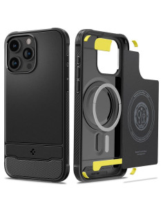 SPIGEN Rugged Armor Coque compatible MAG pour IPHONE 15 PRO MAX noir mat
