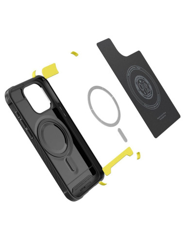 SPIGEN Rugged Armor Coque compatible MAG pour IPHONE 15 PRO MAX noir mat