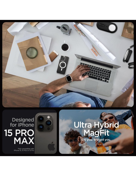 SPIGEN Ultra Hybrid Mag Safe Coque compatible pour IPHONE 15 PRO MAX blanc