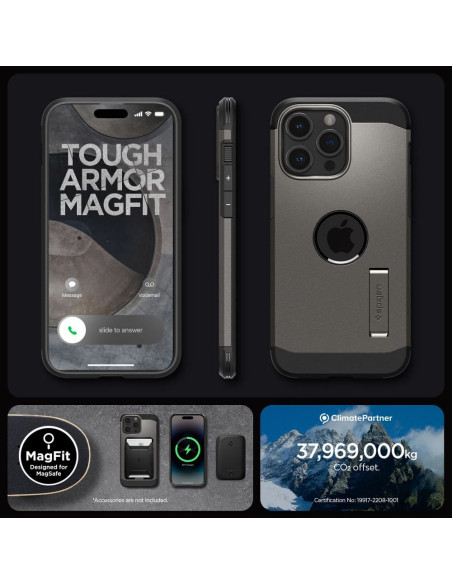 SPIGEN Tough Armor MAG compatible with MagSafe for IPHONE 15 PRO MAX gunmetal