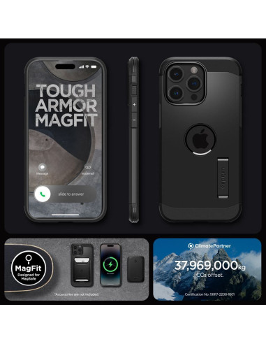 SPIGEN Tough Armor MAG Coque compatible avec MagSafe pour IPHONE 15 PRO MAX noir