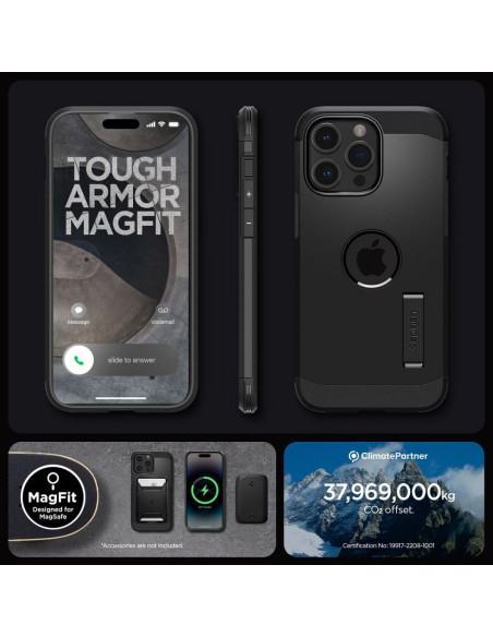 SPIGEN Tough Armor MAG Coque compatible avec MagSafe pour IPHONE 15 PRO MAX noir