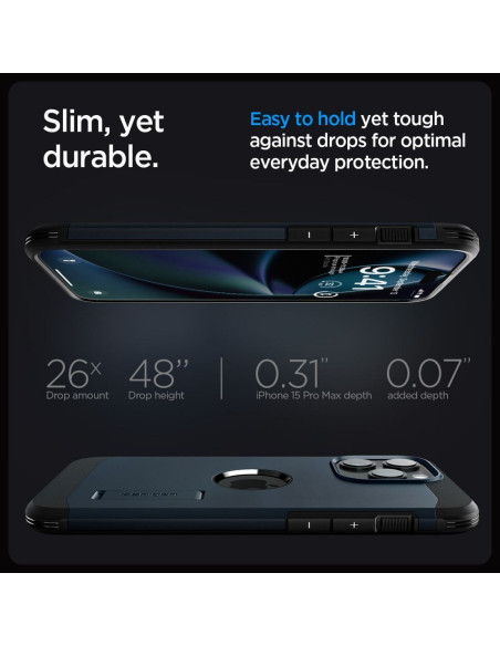 SPIGEN Tough Armor MAG compatible with MagSafe for IPHONE 15 PRO MAX metal slate