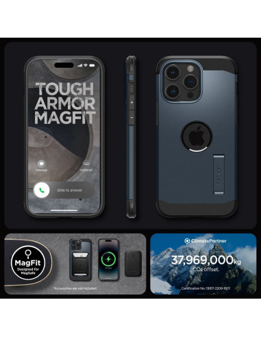 SPIGEN Tough Armor MAG compatible with MagSafe for IPHONE 15 PRO MAX metal slate