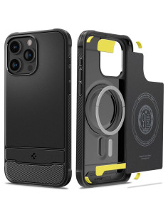 SPIGEN Rugged Armor Coque compatible MAG pour IPHONE 15 PRO noir mat