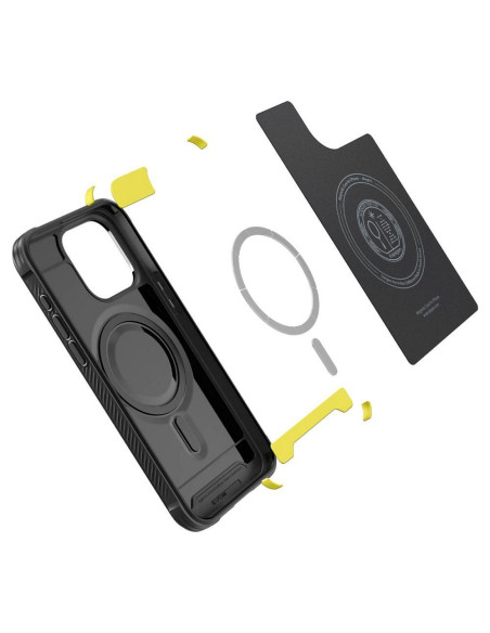 SPIGEN Rugged Armor Coque compatible MAG pour IPHONE 15 PRO noir mat