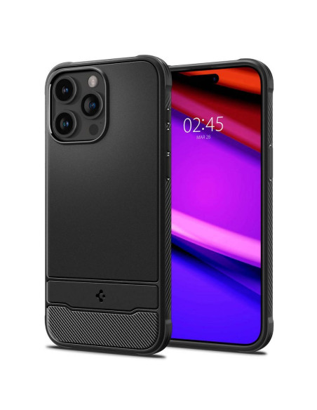 SPIGEN Rugged Armor Coque compatible MAG pour IPHONE 15 PRO noir mat