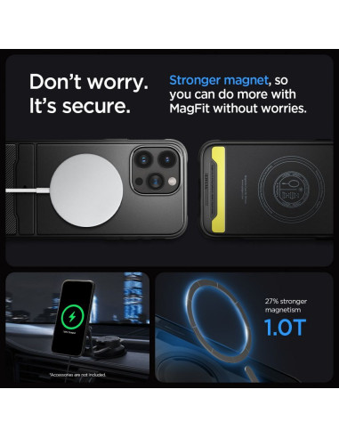 SPIGEN Rugged Armor Coque compatible MAG pour IPHONE 15 PRO noir mat