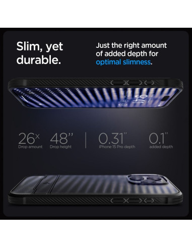 SPIGEN Rugged Armor Coque compatible MAG pour IPHONE 15 PRO noir mat