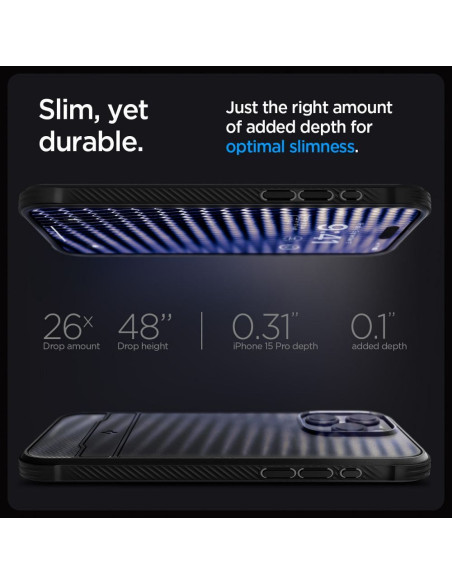 SPIGEN Rugged Armor Coque compatible MAG pour IPHONE 15 PRO noir mat