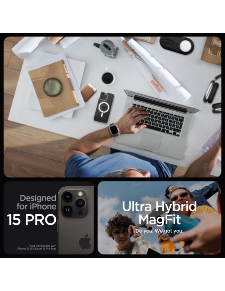 SPIGEN Ultra Hybrid compatible with MagSafe for IPHONE 15 PRO white