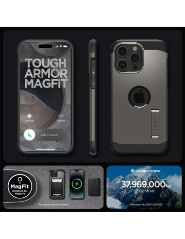 SPIGEN Tough Armor MAG compatible with MagSafe for IPHONE 15 PRO gunmetal