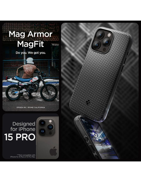 SPIGEN Mag Armor compatible with MagSafe for IPHONE 15 PRO matte black